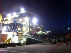 RRS James Cook at night
